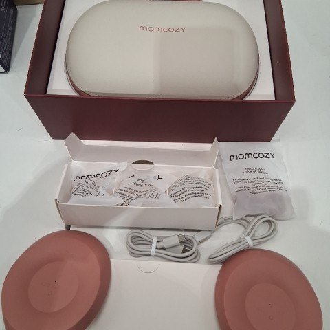 MOMCOZY AIR 1 ULTRA-SLIM HANDS-FREE WEARABLE BREAST PUMP WITH WIRELESS CHARGING CASE - COZY RED (MODEL: AIR 1) image 4