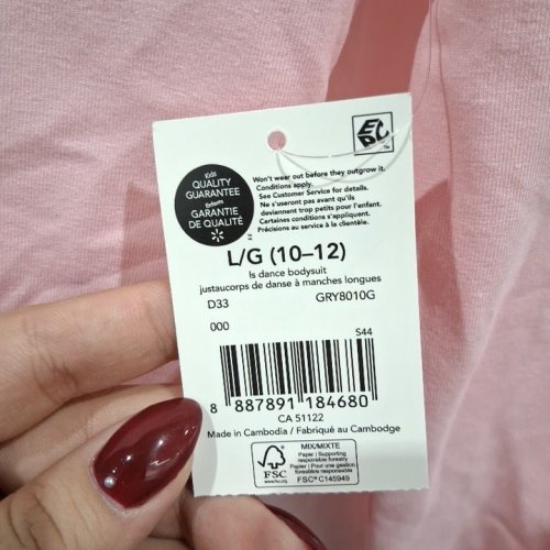 GIRL'S GEORGE LONG SLEEVE DANCE LEOTARD - LARGE (10-12) - PINK (STYLE: GRY8010G) image 3