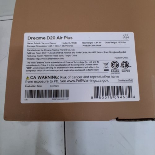 DREAME D20 AIR PLUS ROBOT VACCUM AND MOP COMBO - 20,000PA SUCTION, ANTI-TANGLING TECH AND AUTO-EMPTYING DOCK - BLACK - (MODEL: RLF41GD) image 3