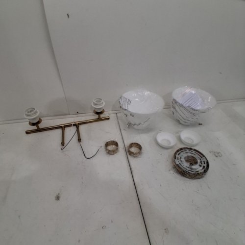 MID CENTURY BATHROOM VANITY 2 LIGHT FIXTURE WITH FROSTED GLASS - 17" - 120V - 60W - E26 - BRASS GOLD image 3
