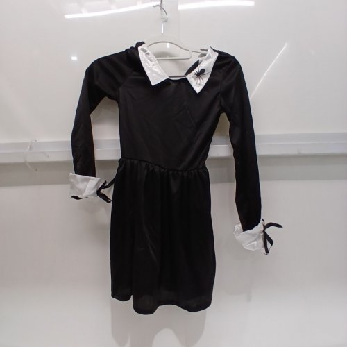 PARTYHOLIC GIRLS GOTHIC PIGTAIL WOMAN DRESS - GIRLS MEDIUM 8-10 - BLACK / WHITE image 2