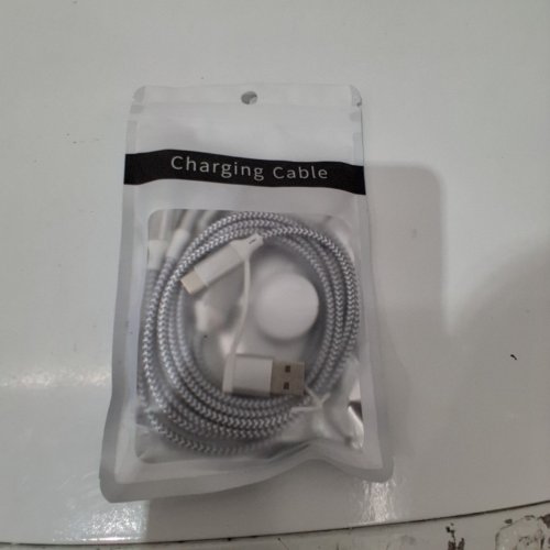 BRAIDED 4-IN-1 CHARGING CABLE - IWATCH/LIGHTNING/TYPE-C - SILVER image 2