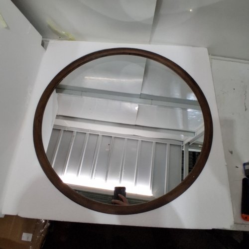 ROUND WALL MIRROR - 28" - BROWN image 2