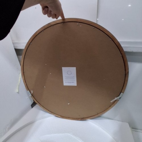 ROUND WALL MIRROR - 28" - BROWN image 3