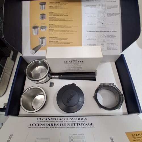 NINJA LUXE CAFE ESSENTIAL SERIES 3-IN-1 COFFEE GRINDER, MILK FROTHER, AND DRIP COFFEE ESPRESSO MACHINE - SILVER/BLACK - (MODEL: ES501C) image 12