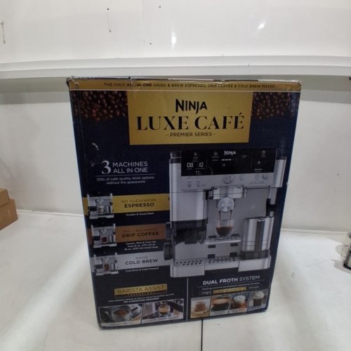 NINJA LUXE CAFE ESSENTIAL SERIES 3-IN-1 COFFEE GRINDER, MILK FROTHER, AND DRIP COFFEE ESPRESSO MACHINE - SILVER/BLACK - (MODEL: ES501C) image 14