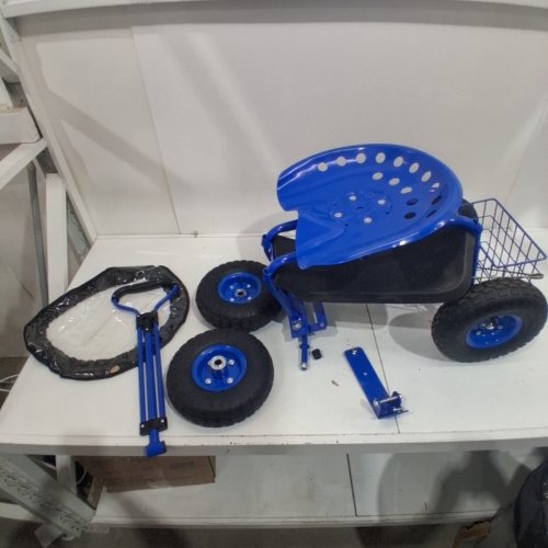 GARDEN CART ROLLING WORKSEAT WITH WHEELS GARDENING STOOL FOR PLANTING 360º SWIVEL SEAT - BLUE (MODEL: TC4501S-BL) image 2