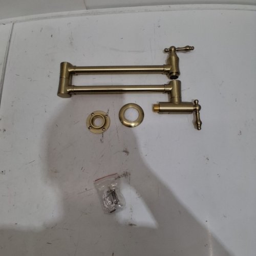 WALL MOUNT SOLID BRASS DOUBLE JOINT SWING ARM POT FILLER FAUCET - BRASS image 2