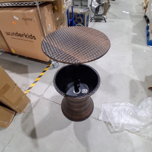 COSTWAY PATIO RATTAN HEIGHT ADJUSTABLE COOLER BAR TABLE - 22.5" TO 37.5" - BAMBOO BROWN (MODEL:OP70876DK) image 2