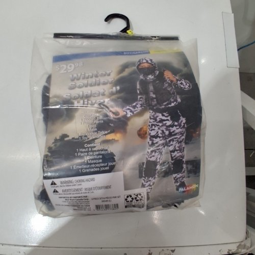 6PC BOYS WINTER SOLDIER COSTUME - LARGE 10/12 - GRAY/WHITE CAMOUFLAGE image 3