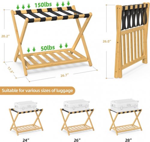 BAMBOOHOMIE BAMBOO LUGGAGE RACK - NATURAL (MODEL: image 2