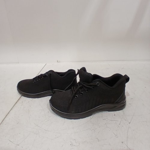 WOMENS FLY MESH LACE-UP STEEL TOE SNEAKERS - SIZE 37 / 6.5-7 - BLACK image 2