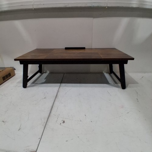 SONGMIC ADJUSTABLE TILT TOP LAPTOP DESK BREAKFAST TRAY WITH DRAWER - RUSTIC DARK BROWN WOOD (MODEL: LLD110B01) image 2