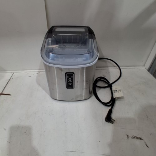 EUHOMY COUNTERTOP ICE MAKER MACHINE WITH HANDLE, BASKET AND SCOOP - MAKES 26LB PER DAY - SILVER (MODEL: IM-01X/IM008-B) image 3