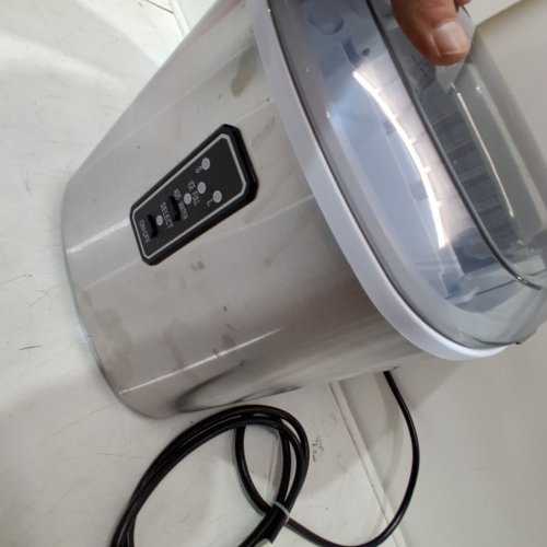 EUHOMY COUNTERTOP ICE MAKER MACHINE WITH HANDLE, BASKET AND SCOOP - MAKES 26LB PER DAY - SILVER (MODEL: IM-01X/IM008-B) image 4