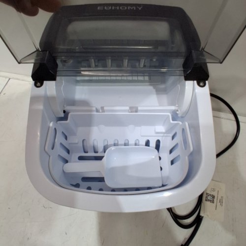 EUHOMY COUNTERTOP ICE MAKER MACHINE WITH HANDLE, BASKET AND SCOOP - MAKES 26LB PER DAY - SILVER (MODEL: IM-01X/IM008-B) image 6