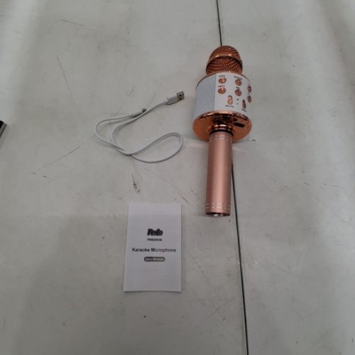 FEDE WIRELESS BLUETOOTH KARAOKE MICROPHONE - 1200 MAH - ROSE GOLD/WHITE (MODEL: FM920506) image 4