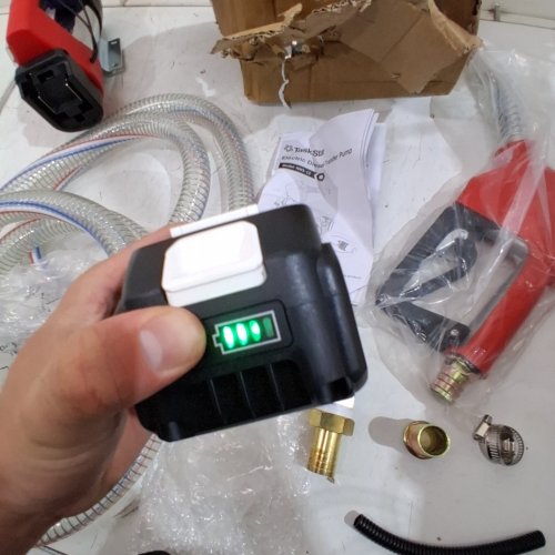 TASKSTAR CORDLESS BATTERY POWERED FUEL TRANSFER PUMP - 12GPM - RED/BLACK image 2