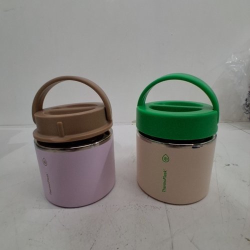 2PK THERMOFLASK INSULATED FOOD JARS - 20OZ - GREEN/TAN & BROWN/PINK (MODEL: 1759351) image 2