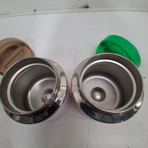 2PK THERMOFLASK INSULATED FOOD JARS - 20OZ - GREEN/TAN & BROWN/PINK (MODEL: 1759351) image 3