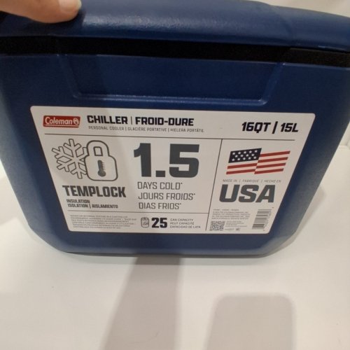 COLEMAN CHILLER 16 QT PORTABLE COOLER - 15 L - DARK BLUE (MODEL: 5877) image 7