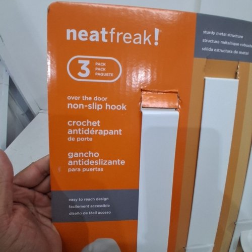 3PK NEATFREAK! OVER-THE-DOOR NON-SLIP HOOKS - WHITE/GREY (MODEL: 1993761) image 4