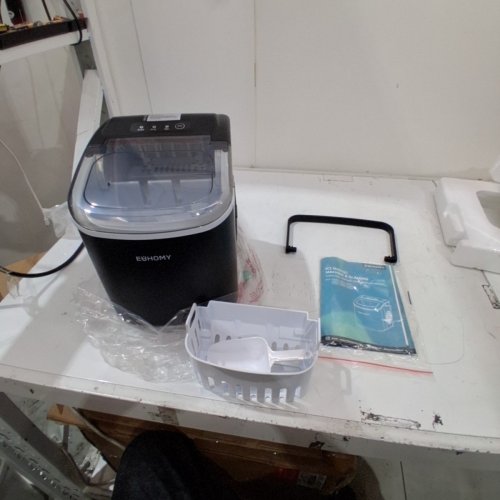 EUHOMY COUNTERTOP ICE MAKER MACHINE WITH HANDLE, BASKET AND SCOOP - MAKES 26LB/DAY - BLACK (MODEL: IM001-BBL-CAEH) image 3
