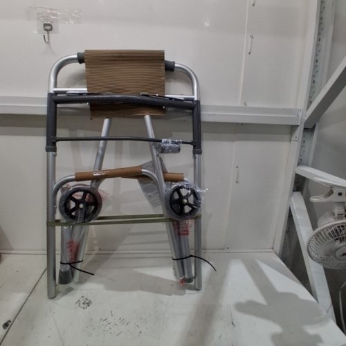 MEDLINE GUARDIAN ADJUSTABLE ALUMINUM 2-BUTTON FOLDING WALKER - GREY image 2