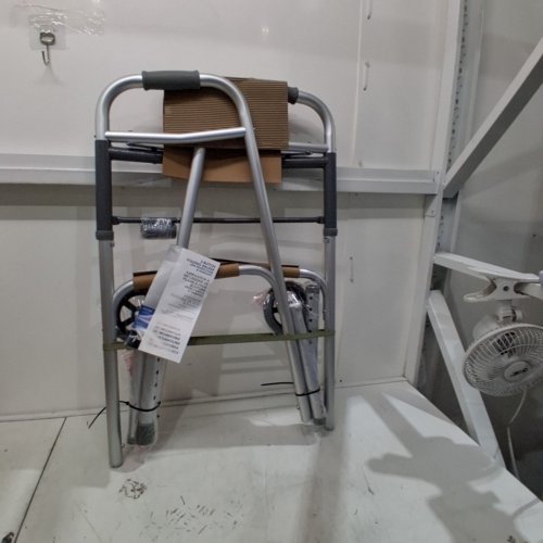 MEDLINE GUARDIAN ADJUSTABLE ALUMINUM 2-BUTTON FOLDING WALKER - GREY image 3