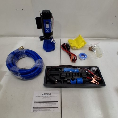 CRESTWAVE MACERATOR WASTE PUMP WITH 4-BLADE CHOPPER, SELF PRIMING UP TO 5FT, ANTI-CLOG DESIGN MACERATOR PUMP FOR RV, YACHT, MARINE - 12 GPM - BLACK/BLUE (MODEL: CRE0724) image 2