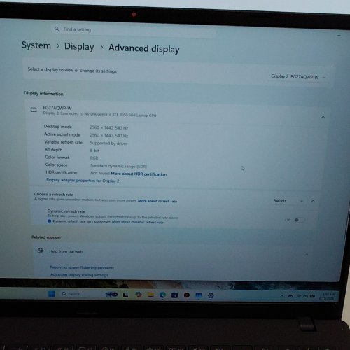 ASUS ROG SWIFT 27” OLED GAMING MONITOR, G-SYNC COMPATIBLE, NEO PROXIMITY SENSOR, DUAL-MODE (QHD@540HZ, HD@720HZ) - 0.02MS - SILVER/WHITE - (MODEL:PG27AQWP-W) image 3