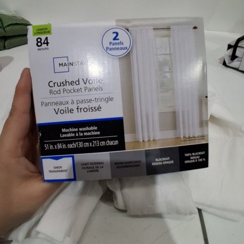 (2 PANEL) MAINSTAYS ROD POCKET SHEER CURTAIN PANELS - 27.5" X 84" - WHITE image 3