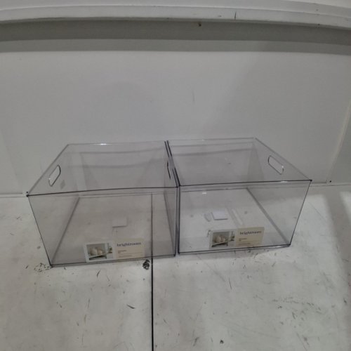 BRIGHTROOM PLASTIC STACKABLE BIN - 12" X 12" X 8" - CLEAR image 2