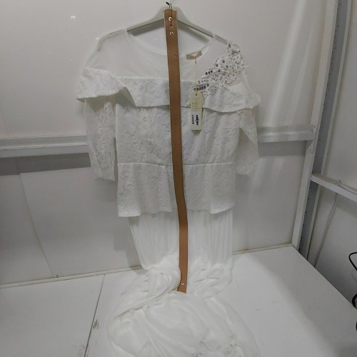 2PC MONARCHA WOMENS LACES TOP FORMAL ELEGANT EVENING DRESS - 50 - WHITE image 2