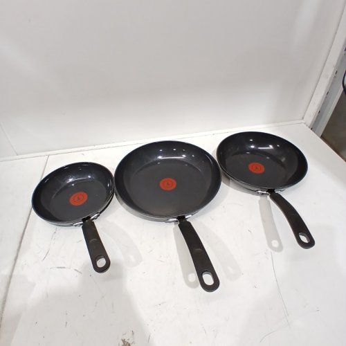 3PC TFAL CERAMIC NON-STICK SKILLET SET - 8'' / 9'' / 11'' - BLACK (MODEL: 8899888) image 2