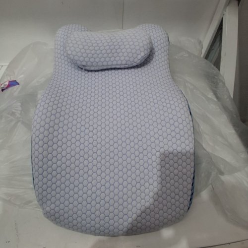 2PC SUSUZI MULTIPURPOSE 3-IN-1 ERGONOMIC MEMORY FOAM WEDGE SUPPORT PRONE READING PILLOW - WHITE / BLUE image 4