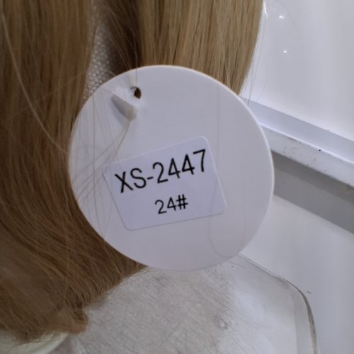 LONG SIMULATION SCALP, HEAT RESISTANT, BREATHABLE, ADJUSTABLE, SYNTHETIC WAVY WITH NATURAL BANGS WIG - 18" - BLONDE ASH GRAY (STYLE: XS-2447 image 2