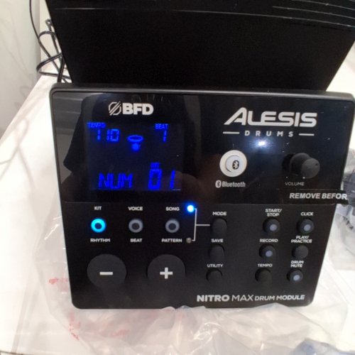 8PC ALESIS NITRO BLUETOOTH MAX DRUM KIT WITH QUIET MESH PADS - BLACK (MODEL: NITROMAXKITXUS) image 2