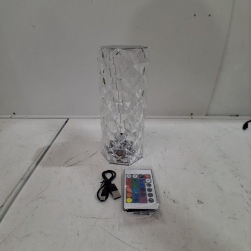 ROSE DIAMOND RECHARGEABLE TOUCH CONTROL RGB LED LAMP WITH REMOTE - 9"H - CLEAR image 3