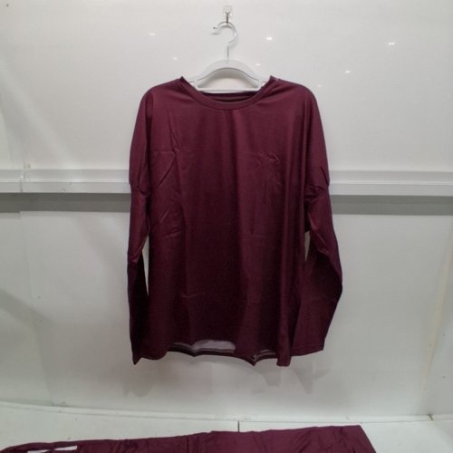 2PC WOMENS LONG SLEEVE PAJAMA SET - MEDIUM - BURGUNDY image 3