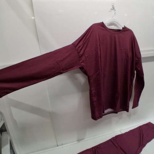 2PC WOMENS LONG SLEEVE PAJAMA SET - MEDIUM - BURGUNDY image 5
