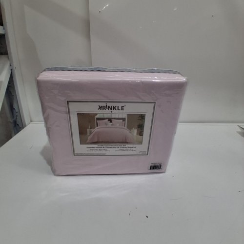 3PC KRINKLE DUVET COVER SET - FULL/QUEEN - LIGHT PINK (MODEL: KKDV3-001) image 2