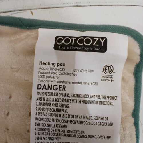 GOT COZY ELECTRIC HEATING PAD - 12" X 24" - GREY (MODEL: HP-B-6030) image 4