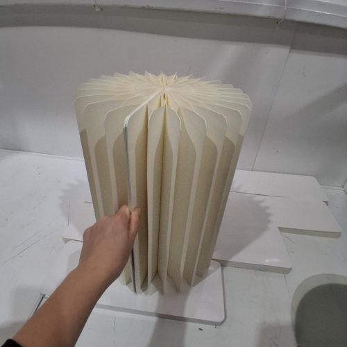 5PK HEIMMA PORTABLE FOLDABLE CARDBOARD CYLINDER FAN STYLE TABLE/STANDS FOR EVENTS -15.75"/23.6/"31.5 - WHITE image 3