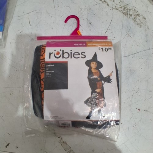 3PC GIRL'S RUBIES WITCH COSTUME - MEDIUM (8/10) - BLACK/ORANGE (STYLE: SORCERESS) image 2