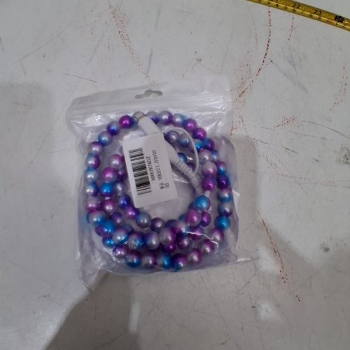 YEBOLU PEARL BEADED DUAL. USB- C AND LIGHTINING CAHRGING CORD - 3FT - PURPLE/BLUE/PINK image 4