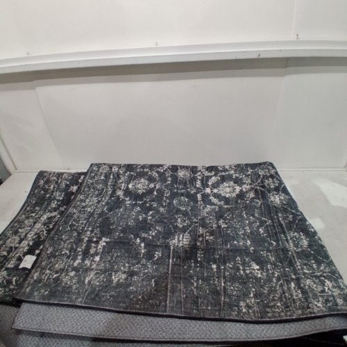 DUIDY WASHABLE VINTAGE AREA RUG - 5FT X 7FT - CHARCOAL AND CREAM image 2