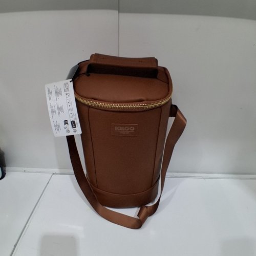 IGLOO LUXE WINE COOLER TOTE - FITS TWO 750ML WINE BOTTLES - 7.5" X 14" X 9" - BROWN (MODEL: 1819533) image 2