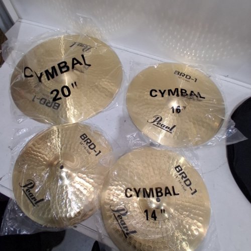 4PC PEARL CYMBAL SET - 20" RIDE / 16" CRASH / 14" HI-HATS (MODEL: BRD-1) image 3