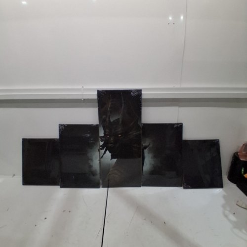 5PC FANTASY DRAGON WALL ART PANELS - 24" X 10" - BLACK/GREY image 2